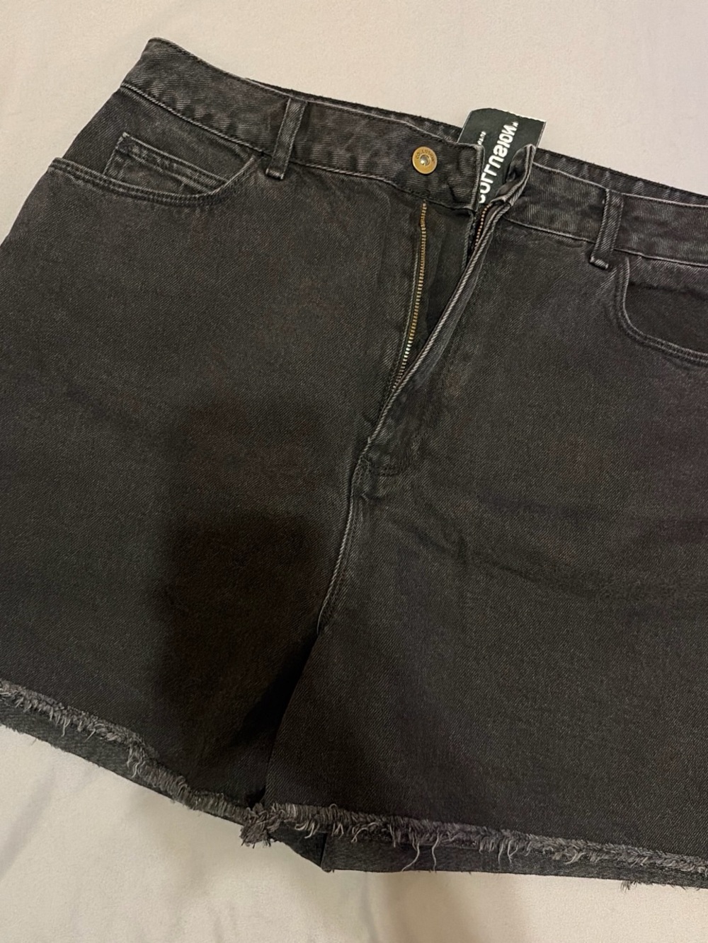 Women's Black Frayed Hem Jean Shorts
